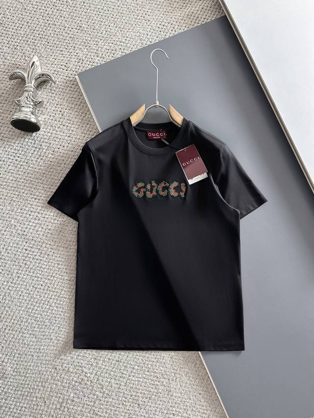 Gucci's top quality 2025 new short-sleeve top! Selected 100-count double-sided m