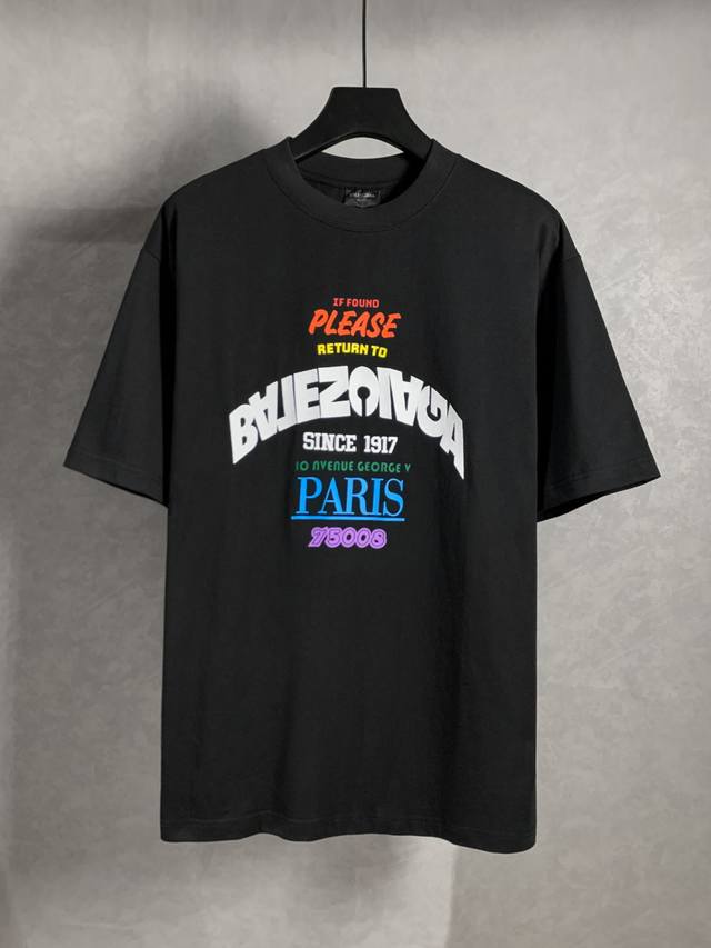 High quality Balenciga 1917 embroidered letter round neck short sleeve T-shirt i