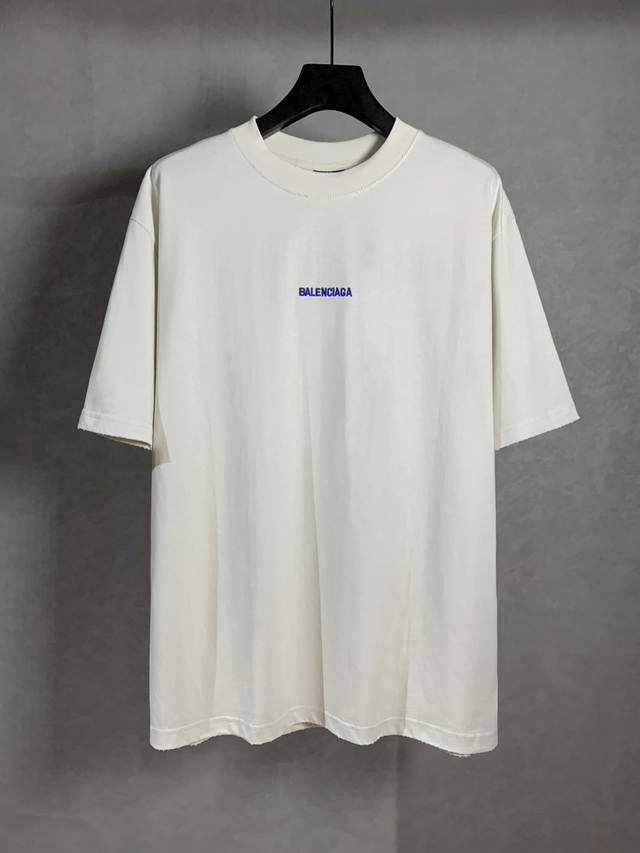 High quality Balenciga front and back embroidered letters round neck short sleev