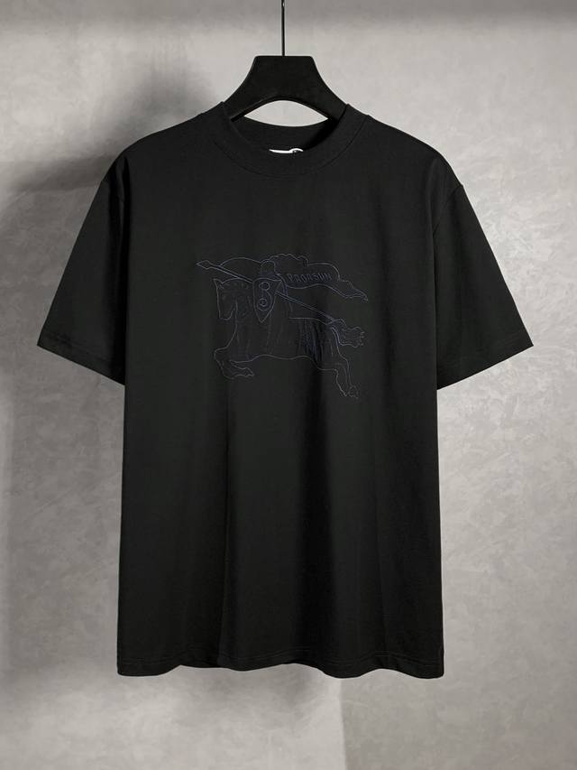 High quality Burberry Warhorse embroidered round neck short-sleeved T-shirt, the