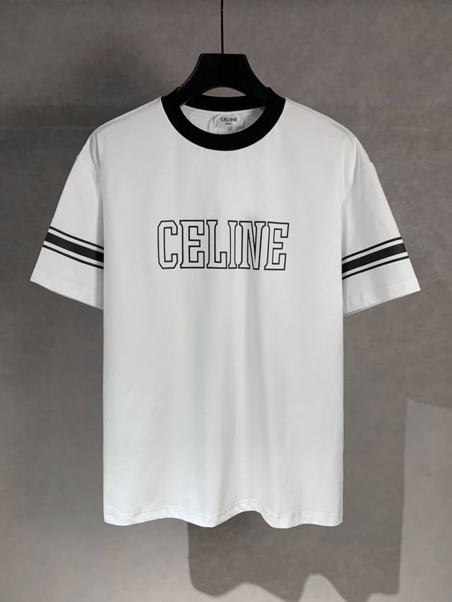 High quality Celine Celine round neck short sleeve T-shirt with three complete l
