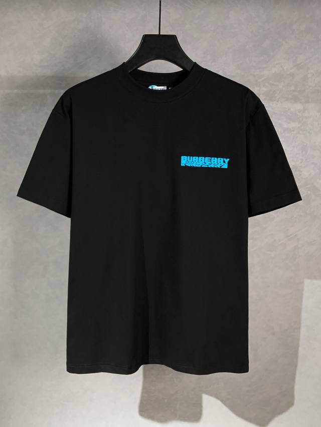 High quality Burberry front and back letter round neck short-sleeved T-shirt, th