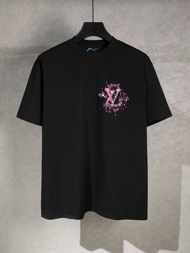 High quality Louis Vuitton Logo graffiti hand-painted short-sleeved T-shirt with