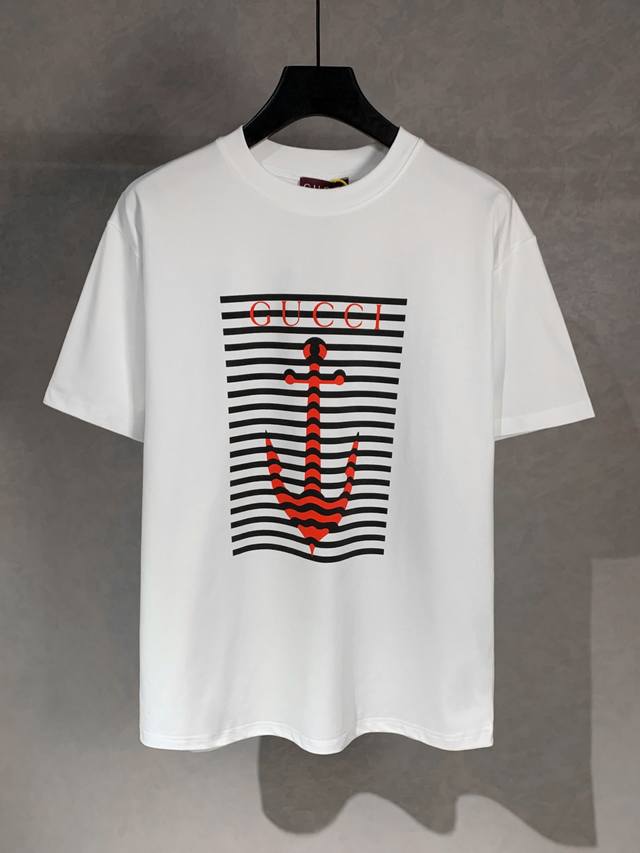 High quality Gucci short-sleeved T-shirt with cat letters, using three-dimension