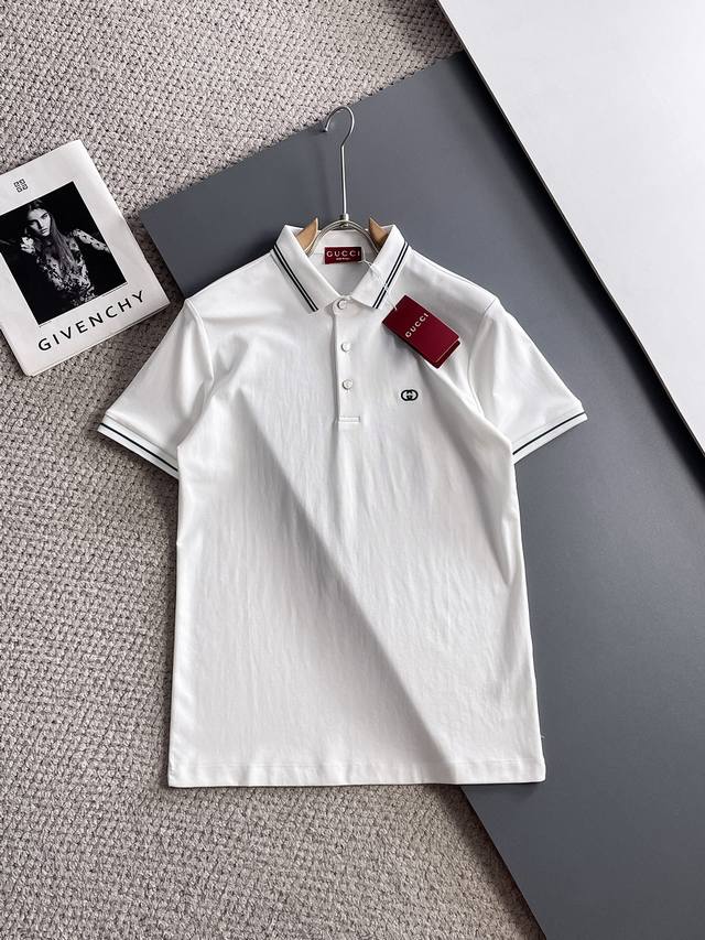 Gucci 2025Ss new summer letter logo men's lapel Polo shirt! Classic business men
