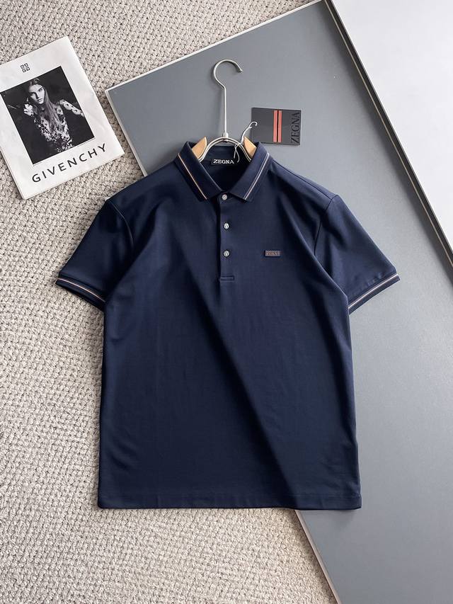 Zegna 2025Ss summer new letter logo men's lapel Polo shirt! Classic business men