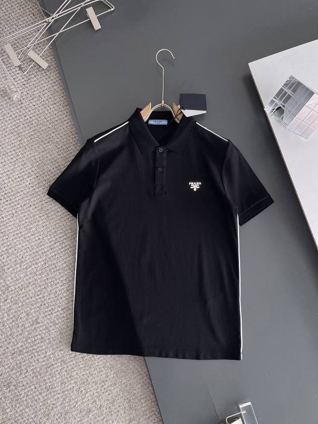 Prada 2025Ss new summer letter logo men's lapel Polo shirt! Classic business men