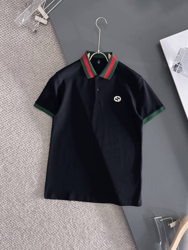 Gucci 2025Ss new summer letter logo men's lapel Polo shirt! Classic business men