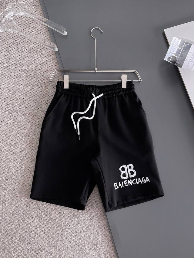 Balenciaga three-label complete 2025 summer new men's casual shorts, high-end cu