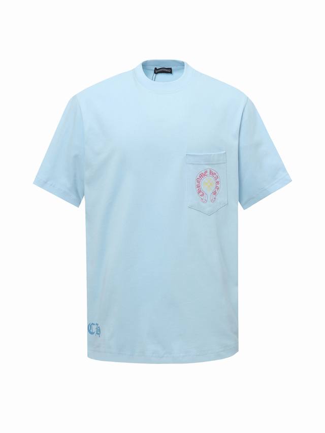 Chrome Hearts Ch pink Sanskrit scroll print short-sleeved T-shirt The fabric is