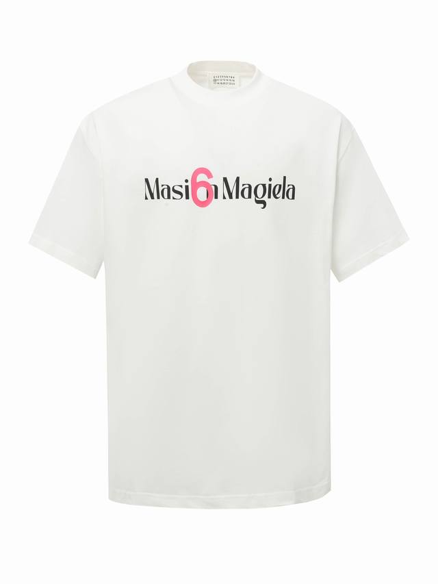 Mm6 Margiela 24Ss alphanumeric printed T-shirt short sleeves The logo is exquisi