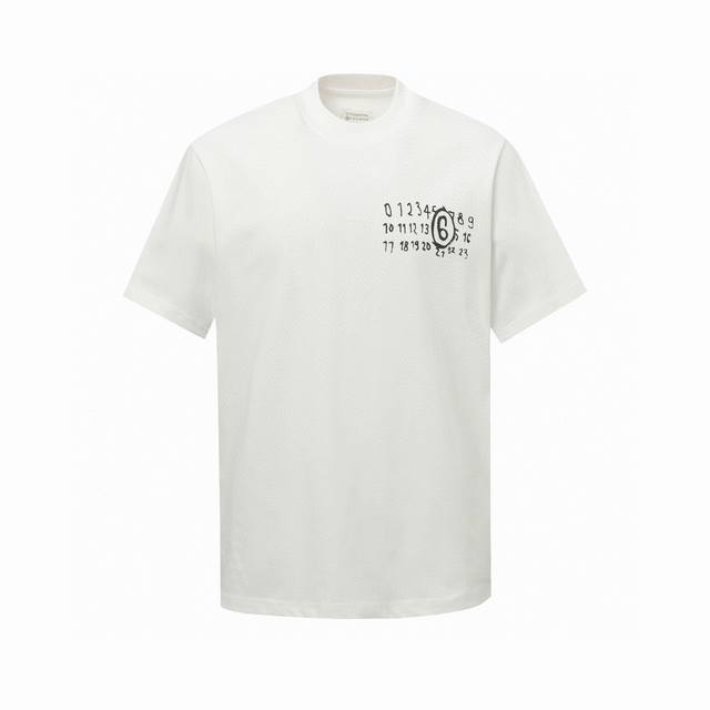 Maison Margiela 25Fw cursive letter print round neck short sleeve T-shirt Full s