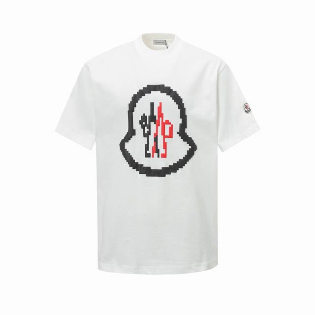 Moncler 2025Ss early spring new pixel fuzzy foam logo print short sleeves Custom