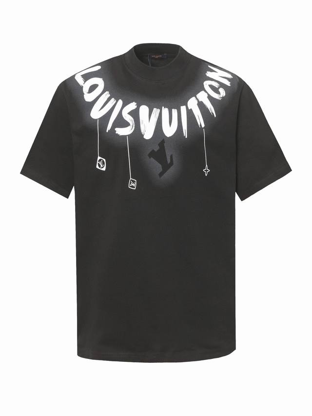 Louis Vuitton graffiti letter print logo T-shirt short sleeves Customized 280g s