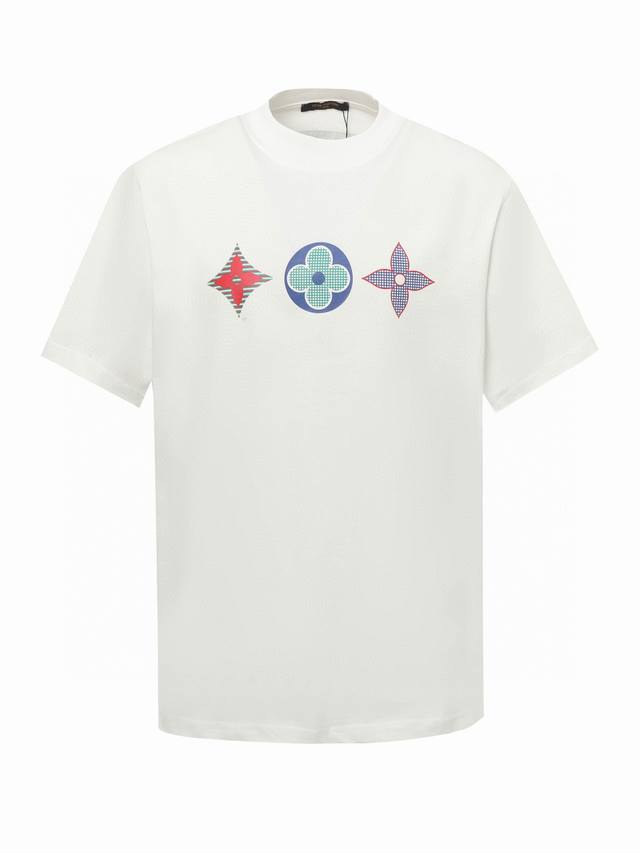 Louis Vuitton short-sleeved T-shirt with three-flower logo This T-shirt is knitt