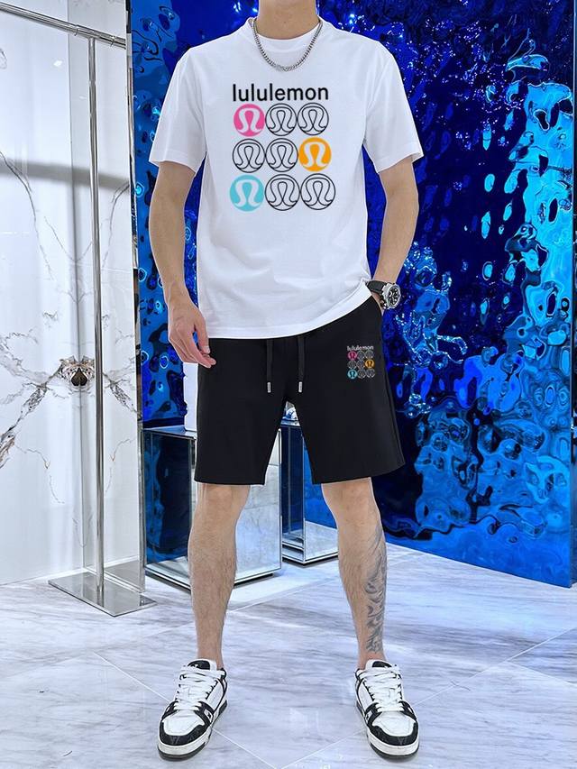 straight brand Lulu 2025 new men's short-sleeved shorts suit! Official website s