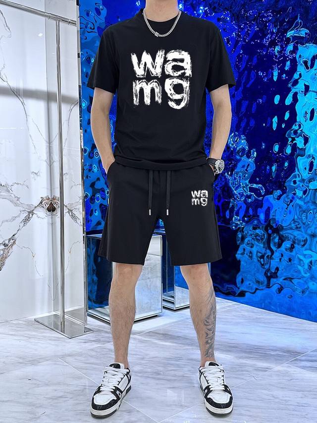 Direct brand Wang 2025 new men's short-sleeved shorts suit! Official website sim