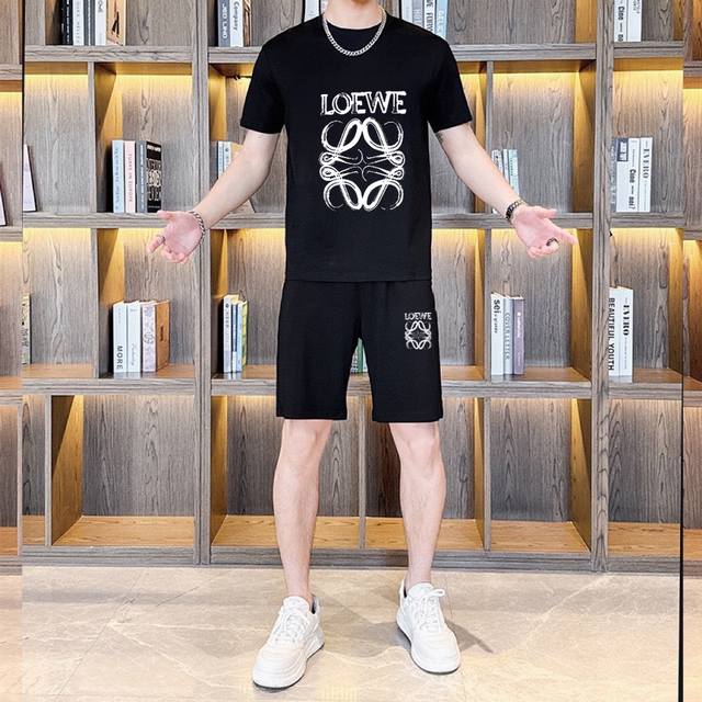 Loewe 2025 new men's short-sleeved shorts suit! Sold on the official website! Hi