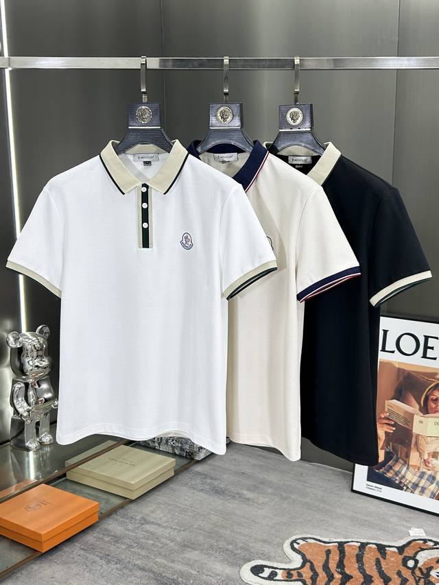 Moncler 25 Spring and Summer Fashion Short Sleeve Mercerized Pearl Cotton Polo S