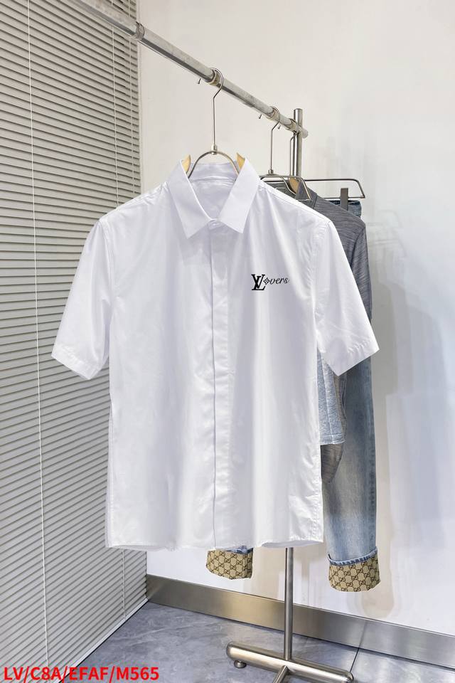 M565 Lv Louis Vuitton latest men's must-have short-sleeved shirt, 100% natural c