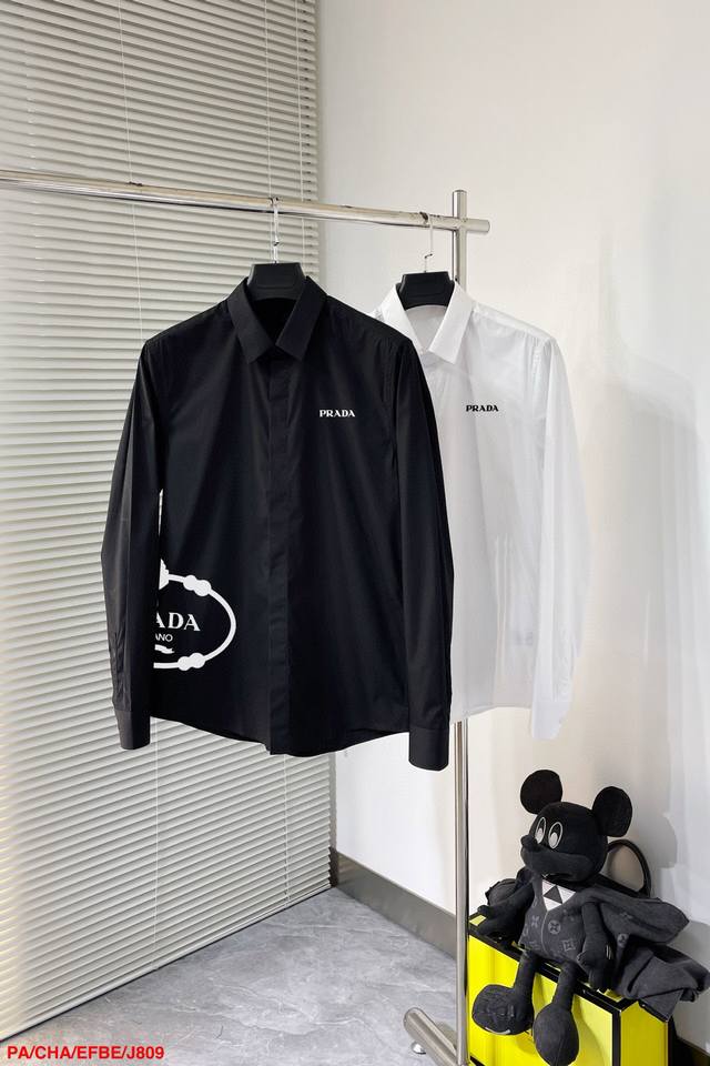 J809 Pa Prada's latest must-have shirt for men, 100% natural cotton, comfortable