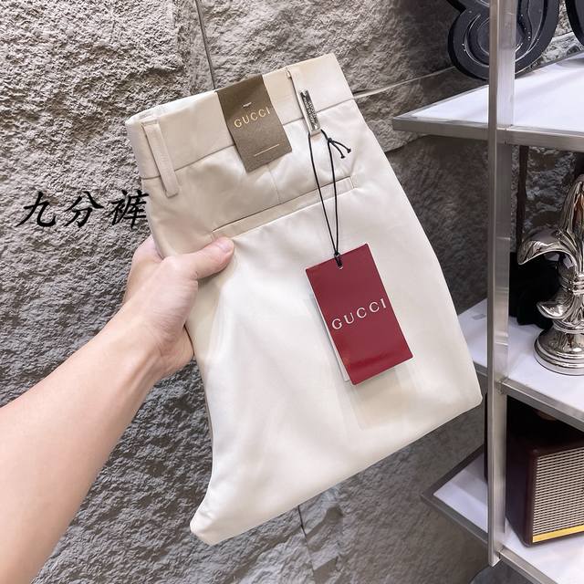 Gucci casual pants suit pants cropped pants 2025Ss spring and summer new high-en