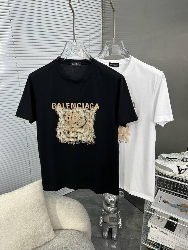 Balenciaga 2025Ss Spring and Summer High Quality Mercerized Cotton Short Sleeve