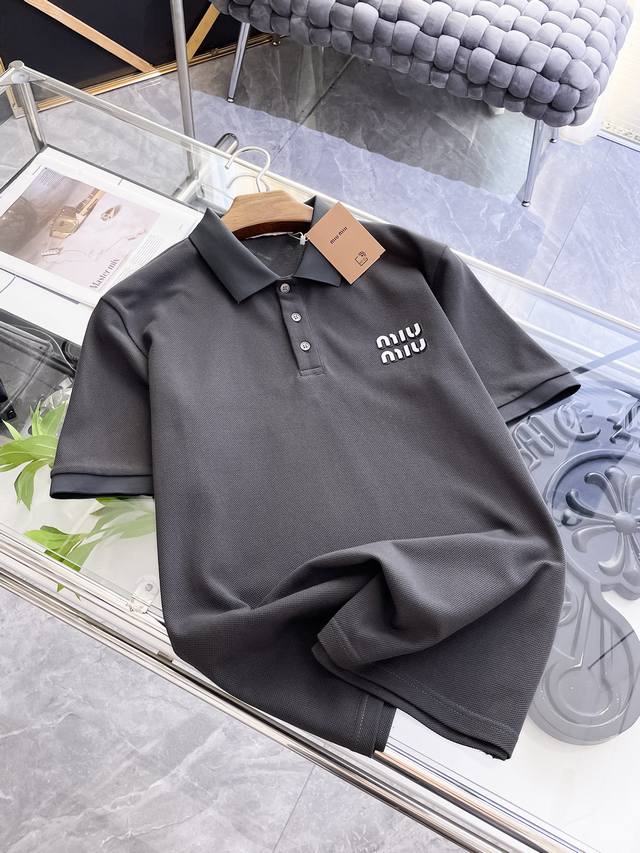 Miu Miu 2025 Spring and Summer new Polo shirt business casual lapel short-sleeve