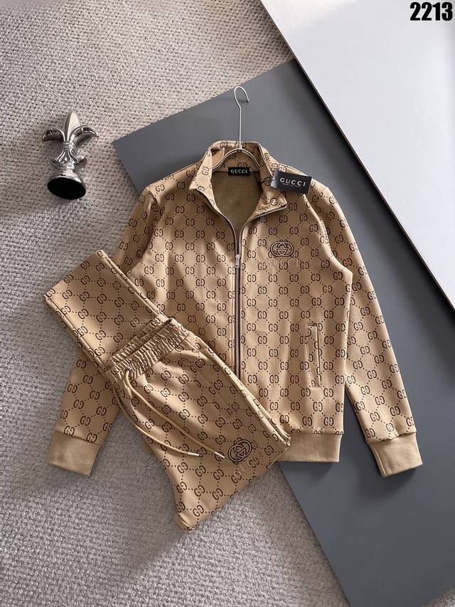 Nina Top version! 2025 early spring new men's zipper sweater set sweatpants, bus