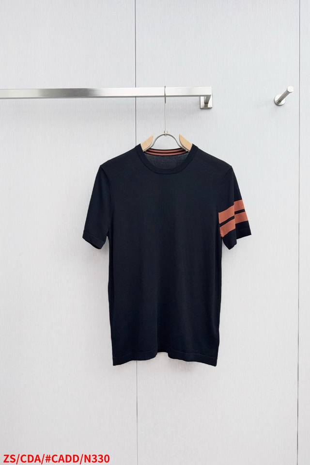 N330 Zs Zegna high-end mulberry silk knitted short-sleeved T-shirt, a must-have