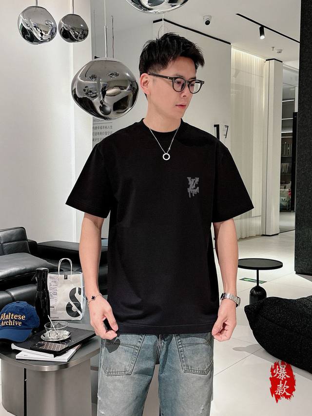 Lv Donkey brand. Embroidery style 2530 spring and summer new fashion round neck