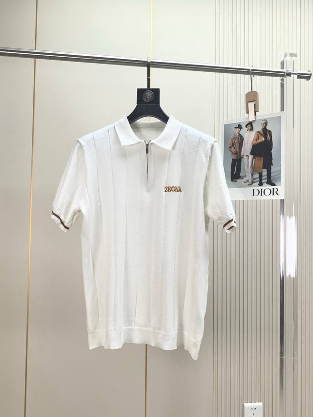 Ermenegildo Zegna. 2025 Spring/Summer new men's lapel short-sleeved T-shirt Made