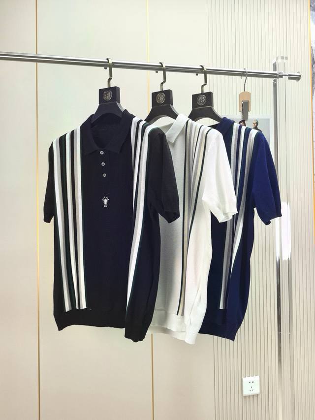Dior. 2025 Spring and Summer new men's lapel short-sleeved T-shirt Made of combe