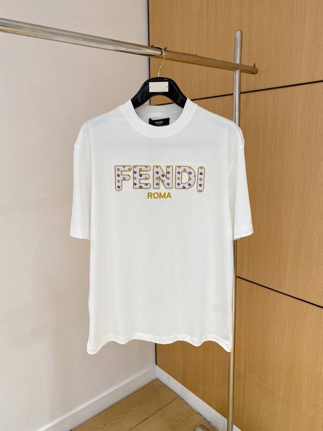 Fendi 25Ss new spring and summer new round neck T-shirt, high-end custom design,