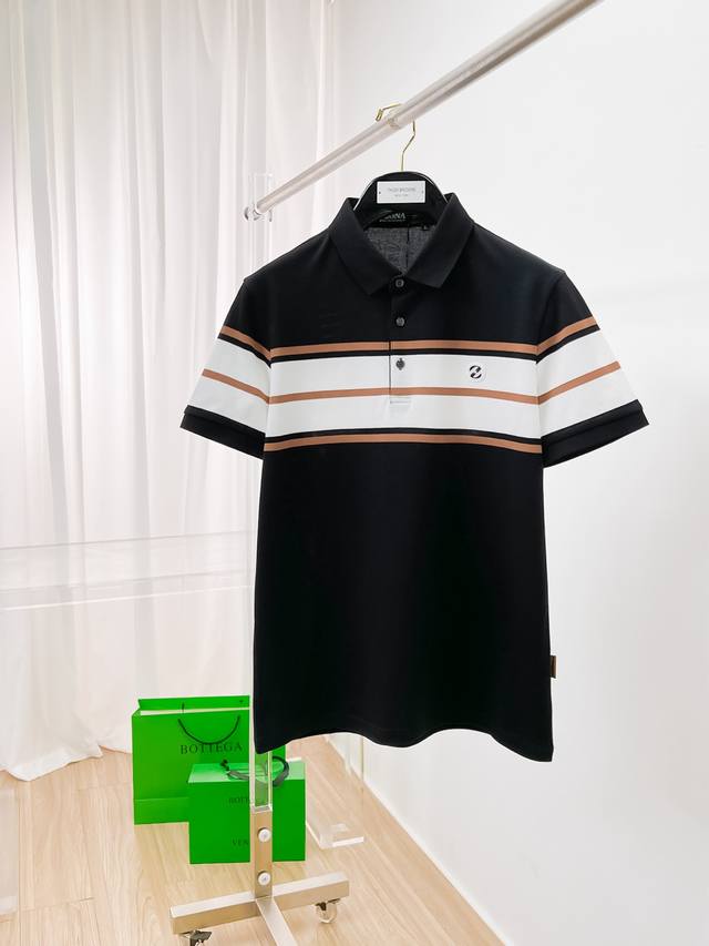 Zegna 2025Ss summer new letter logo men's lapel Polo shirt! Classic business men