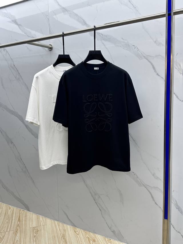 Loe* Loewe 2025Fw Spring/Summer new round-neck T-shirt for outerwear, three-dime