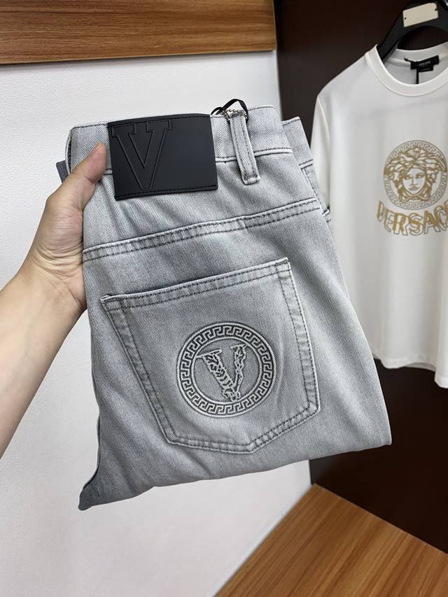 Versace 2025Ss early spring new original men's old money style washed straight f
