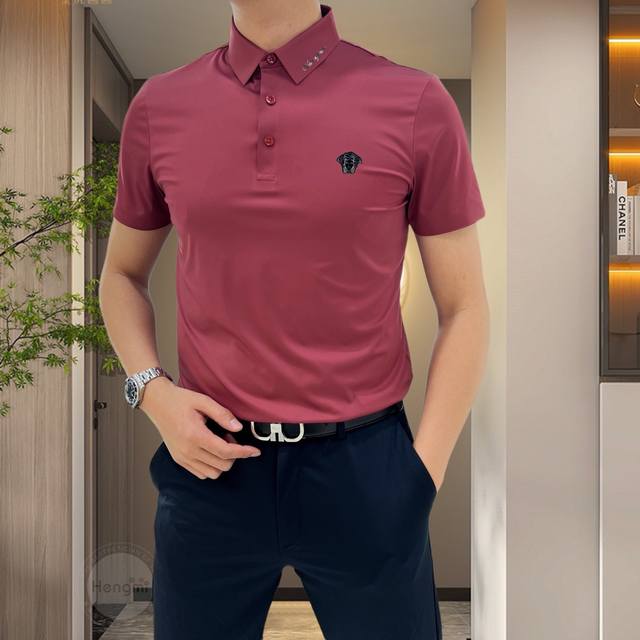 Versace 2025 Spring and Summer latest short-sleeved Polo shirt lapel T-shirt hig