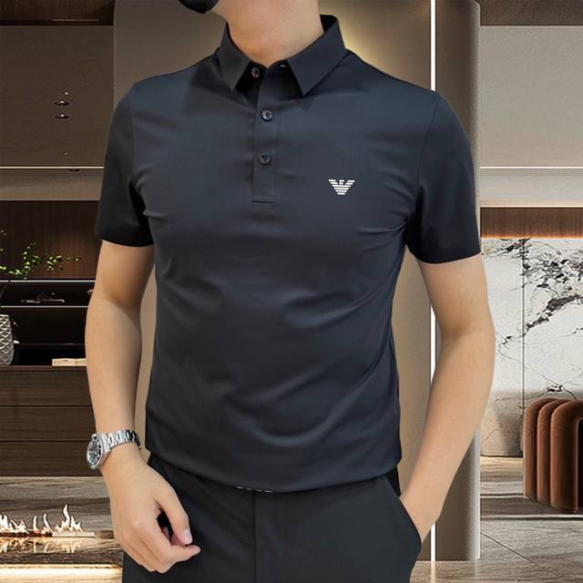 Armani 2025 Spring and Summer latest short-sleeved Polo shirt lapel T-shirt high