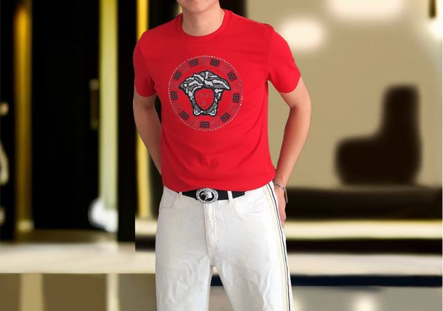 Versace 2025 Spring European Counter New Top Original Fashion Casual Half-Sleeve