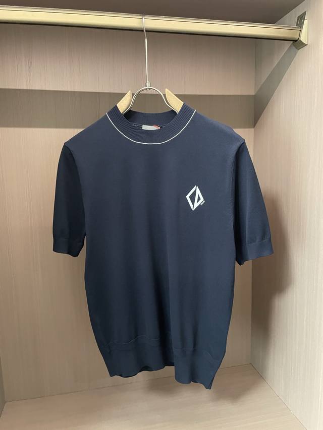 Dior 2025Ss new summer men's knitted round neck short-sleeved shirt! Exclusively