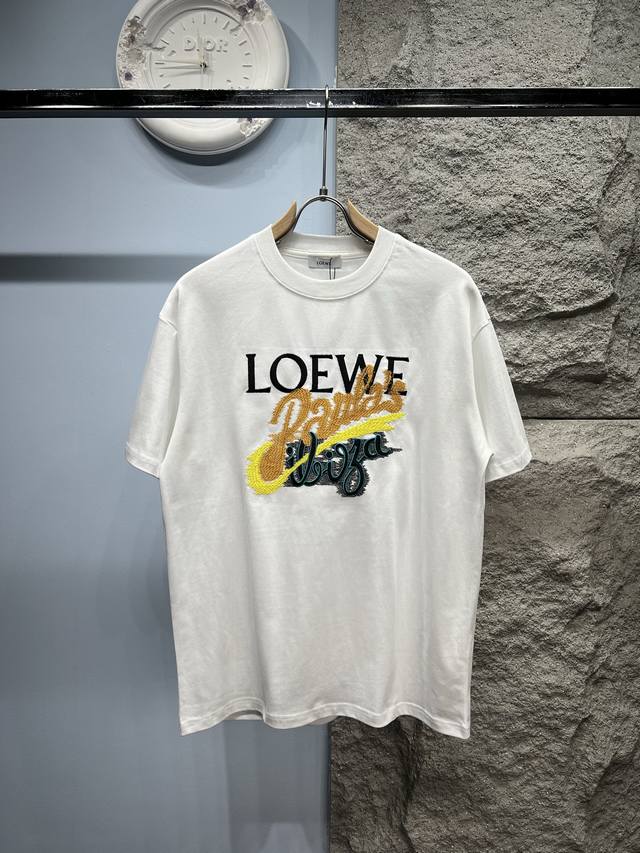 Lo*We 2025Ss latest model of painted embroidered letter short-sleeved T-shirt 28