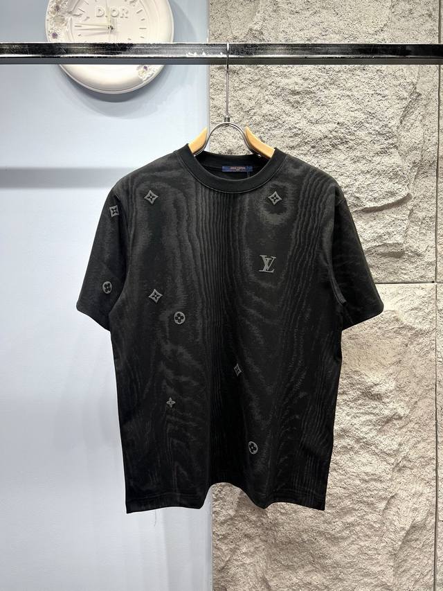 L_V Louis*Dent 2025Ss latest jacquard logo short-sleeved T-shirt 280G custom pur