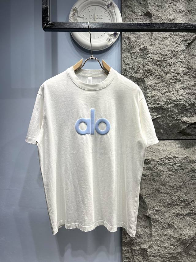Alo 2025Ss latest foam logo short-sleeved T-shirt uses 280g fabric, washed and d