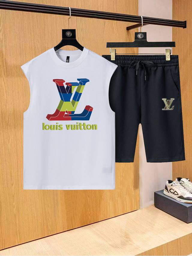 Original quality vest shorts set Louis Vuitton 2610 summer new vest shorts set F
