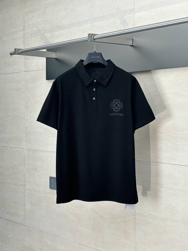 Come Hearts* Chrome Hearts 25Ss new style cross pattern polo shirt Fabric is mad