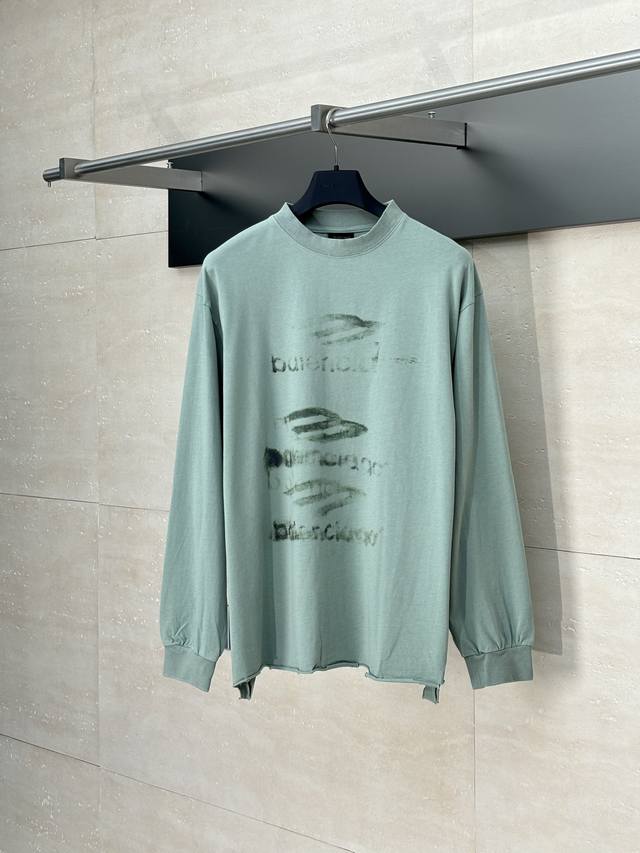 Balenciaga* Paris 25 new style worn white ink graffiti long sleeves The fabric i