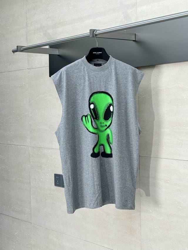 Balenciaga* Paris 25Ss Luminous Alien Sleeveless Tank Top Made of jersey fabric,