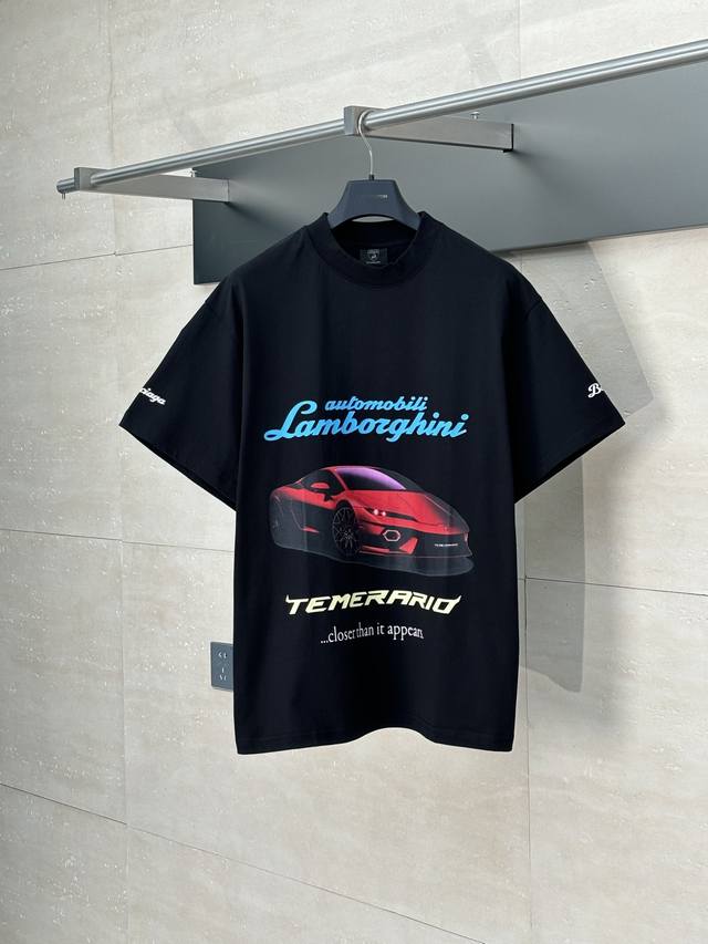 Balenciaga* Paris 25Ss Lamborghini sports car logo direct spray printing short s