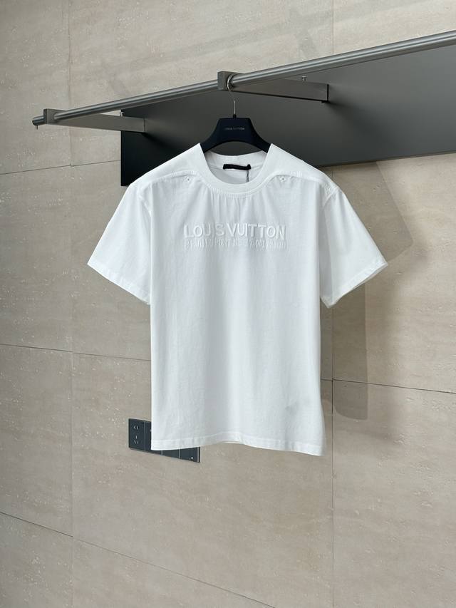 Lv* Louis 25Ss new washed ribbed short-sleeved T-shirt Imported pure cotton fabr